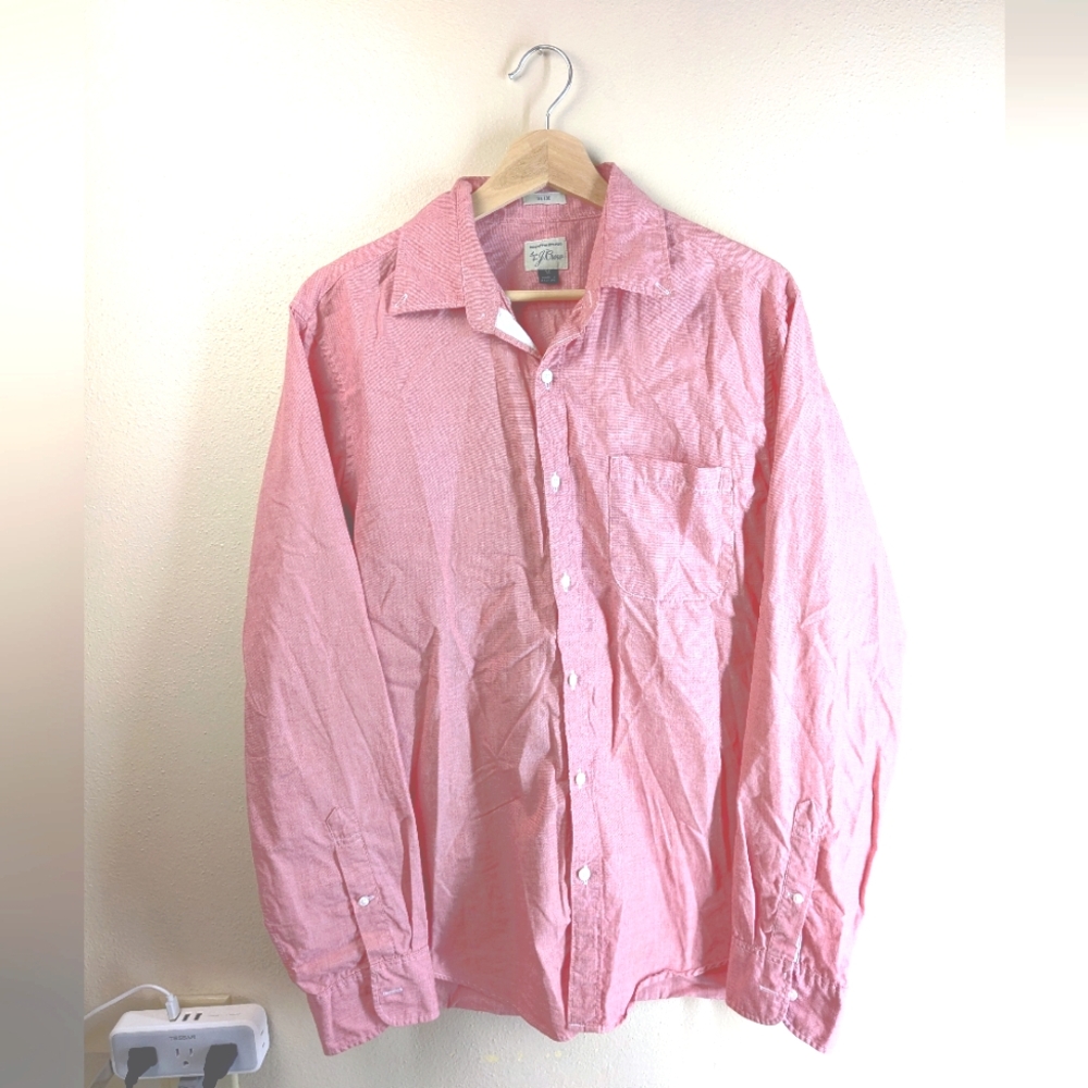 J. Crew Men's Button Down Collared Pink Shirt